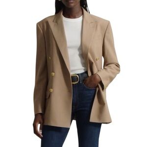 wool beige taupe Gold Double Oversized Breasted Blazer